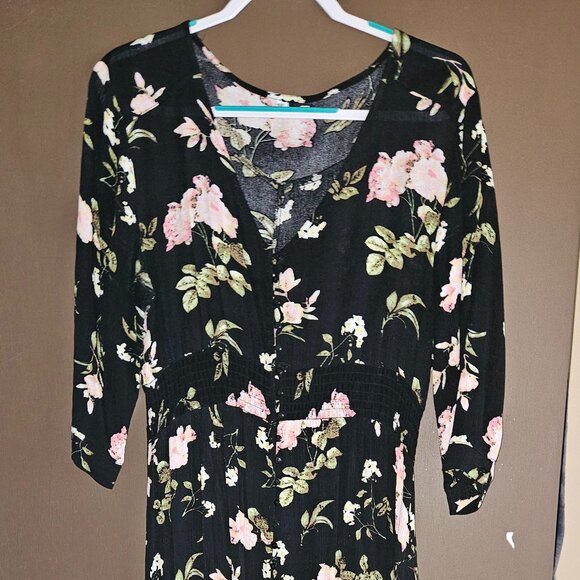 Semi Sheer Button Up Floral Women's Duster - Picture 1 of 7